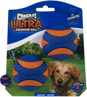 Chuckit Ultra Squeaker Medium Ball 2 Pack 6.5cm