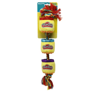 Hasbro Dog Toy Squeak & Crinkle PLay-Doh Cans 18"
